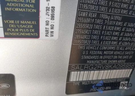 2019 Land Rover Discovery Se z USA, uszkodzony, nr VIN SALRG2RV8KA095958